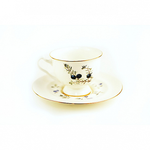 Чашка с блюдцем чайная форма Айседора "Шишка / Голубика"