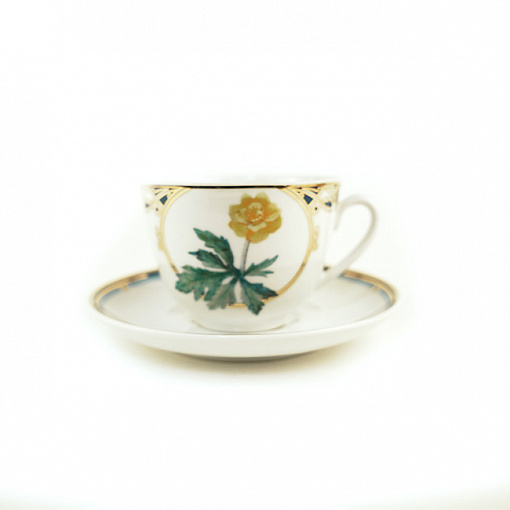 Чашка с блюдцем чайная форма Весенняя "золотая купавка"