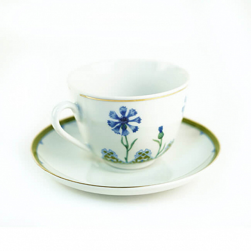 Чашка с блюдцем чайная Весенняя "Голубой василек"